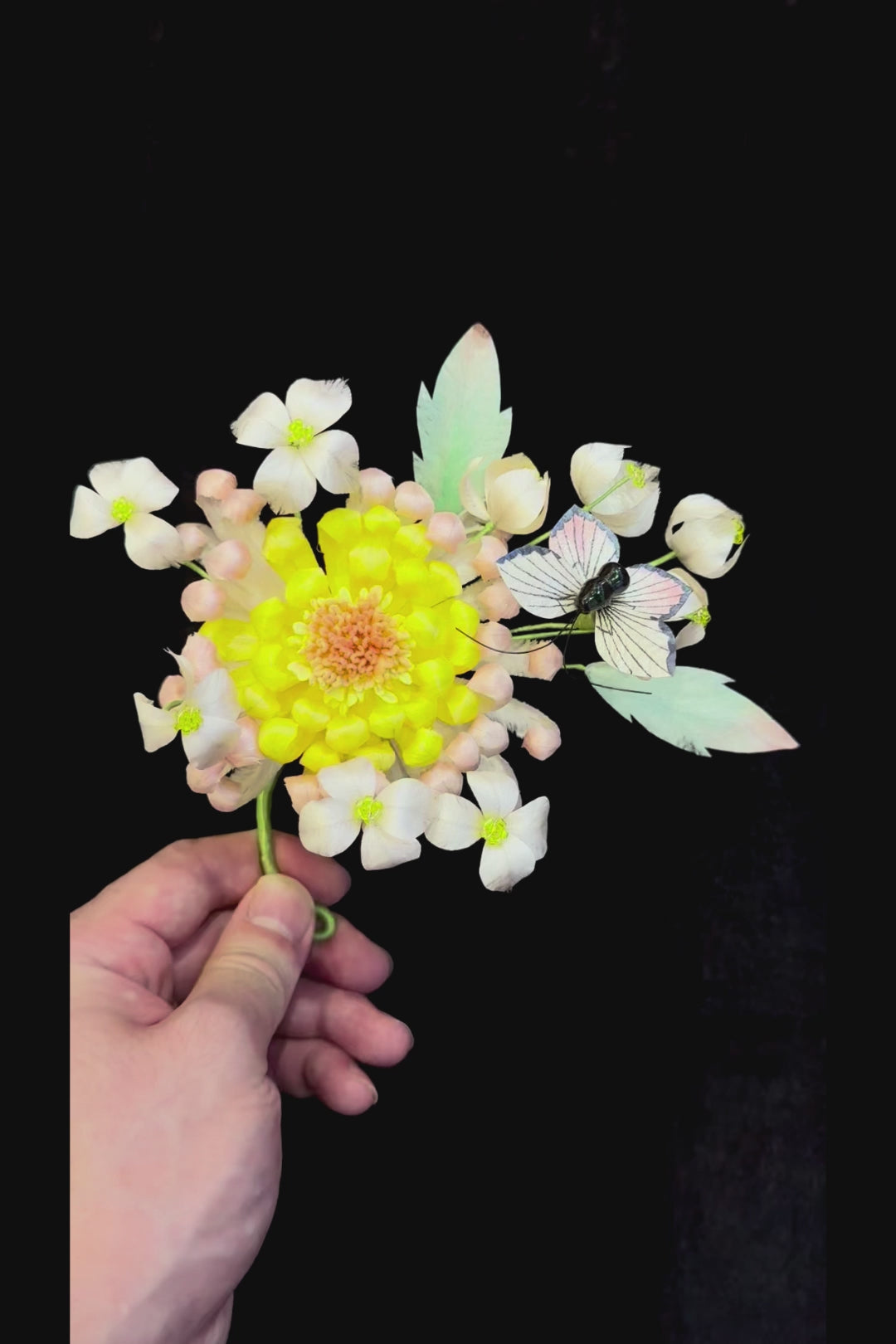 花与蝶 绒花发饰